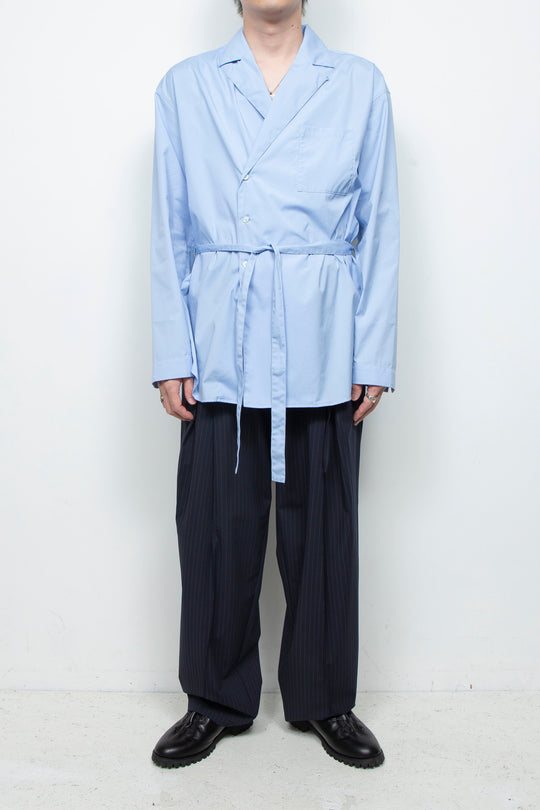 Handsome Stripe Layered Pin-tuck Pants NAVY