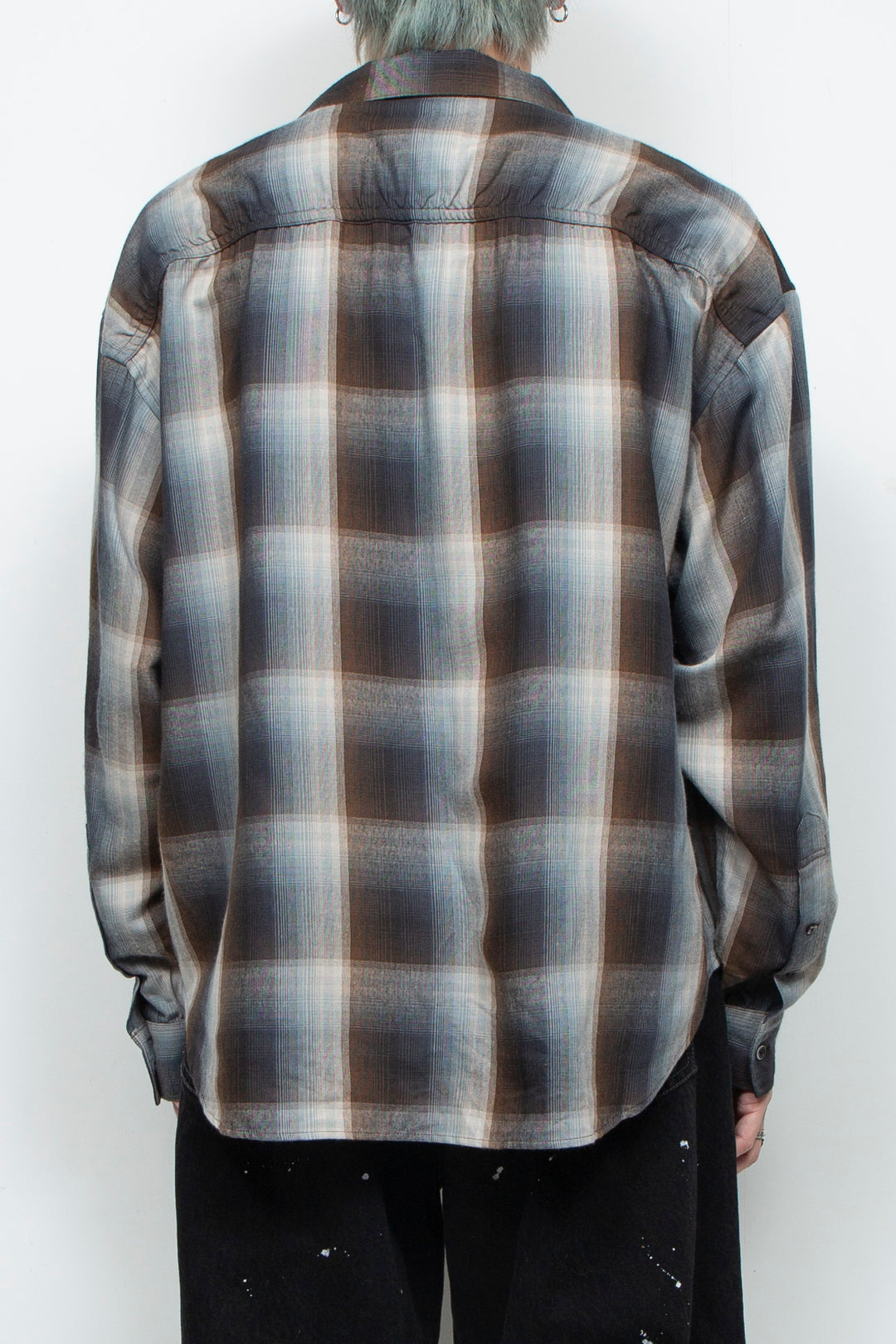 Rayon Ombre Gathered Skipper Shirt BROWN