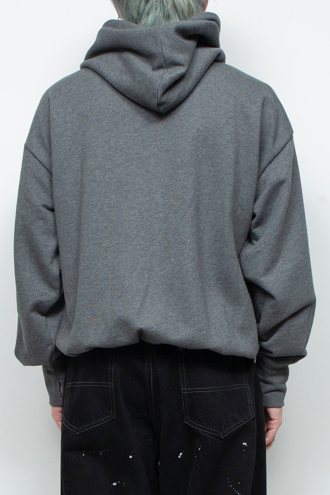 Heavyweight Gathered Hem Zip-Up Hoodie CHARCOAL