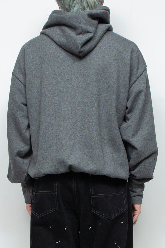 Heavyweight Gathered Hem Zip-Up Hoodie CHARCOAL
