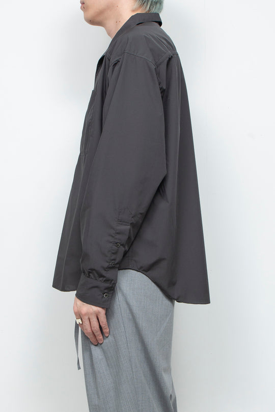 Rayon Broad Gathered Skipper Shirt CHARCOAL