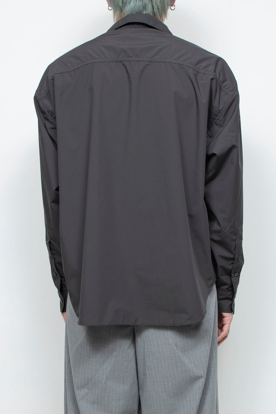 Rayon Broad Gathered Skipper Shirt CHARCOAL