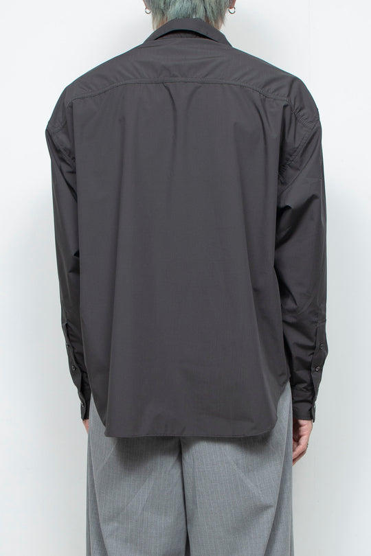 Rayon Broad Gathered Skipper Shirt CHARCOAL