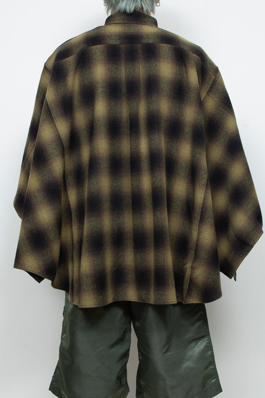 Ombre Check Poncho Khaki