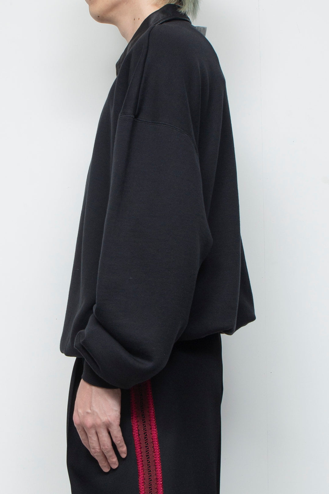 "BROTHERS" Leather x Original Supima Aging Cotton Sweat BLACK