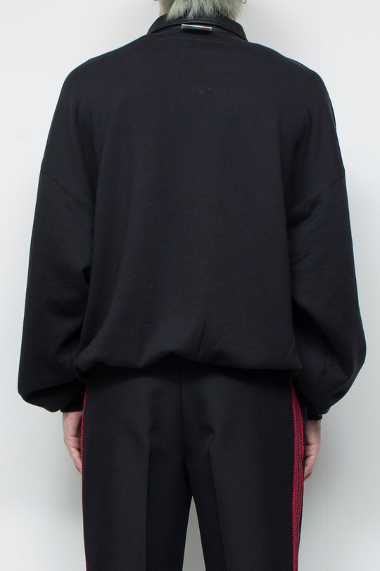 "BROTHERS" Leather x Original Supima Aging Cotton Sweat BLACK