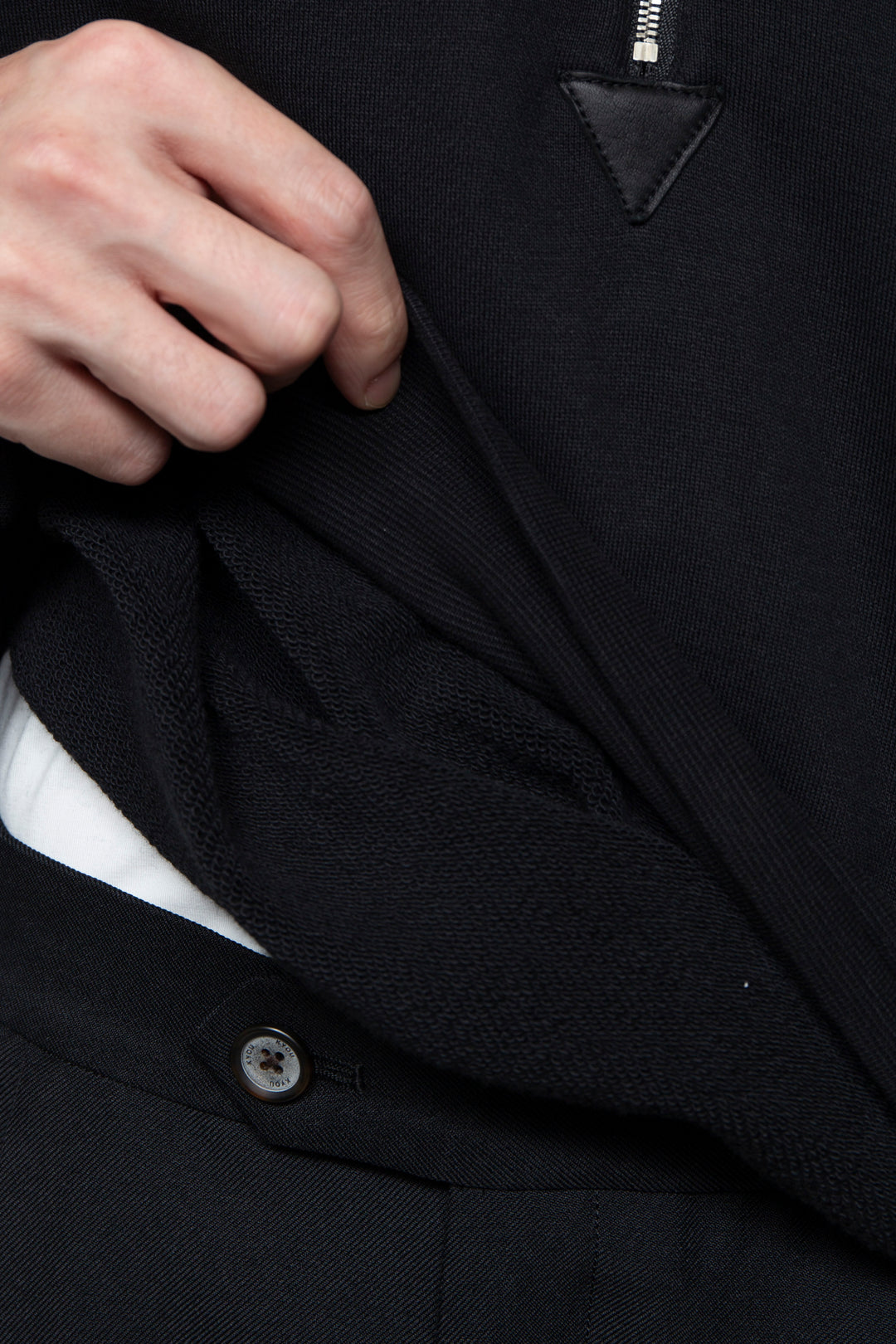 "BROTHERS" Leather x Original Supima Aging Cotton Sweat BLACK