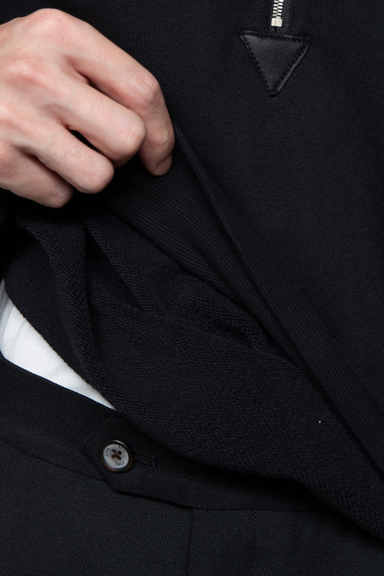 "BROTHERS" Leather x Original Supima Aging Cotton Sweat BLACK