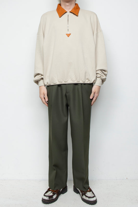 "BROTHERS" Leather x Original Supima Aging Cotton Sweat BEIGE