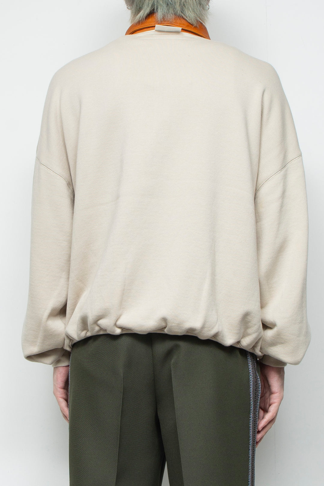 "BROTHERS" Leather x Original Supima Aging Cotton Sweat BEIGE