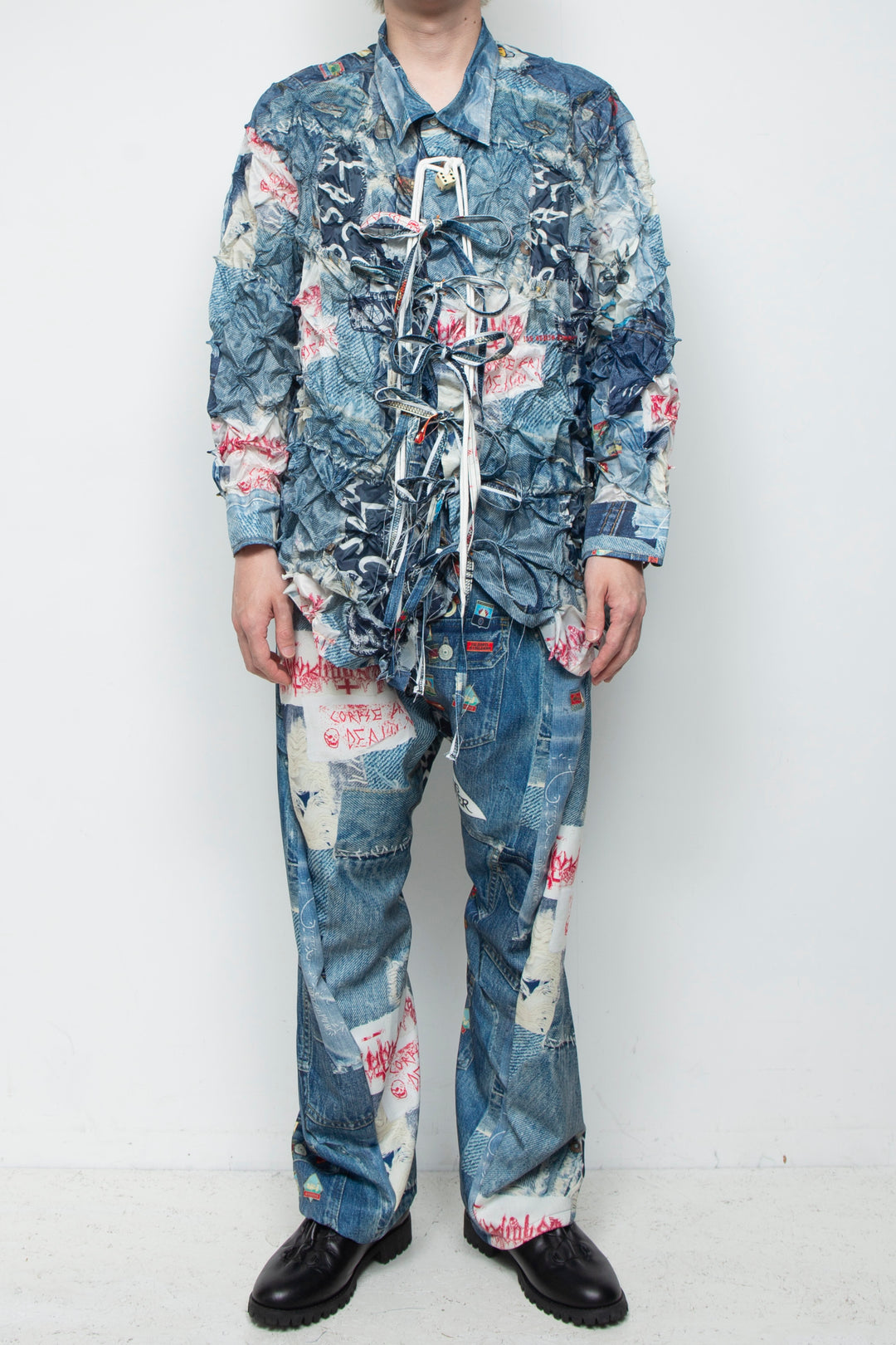 3D CUT TROUSERS TROMPE L'OEIL JUV BLUE