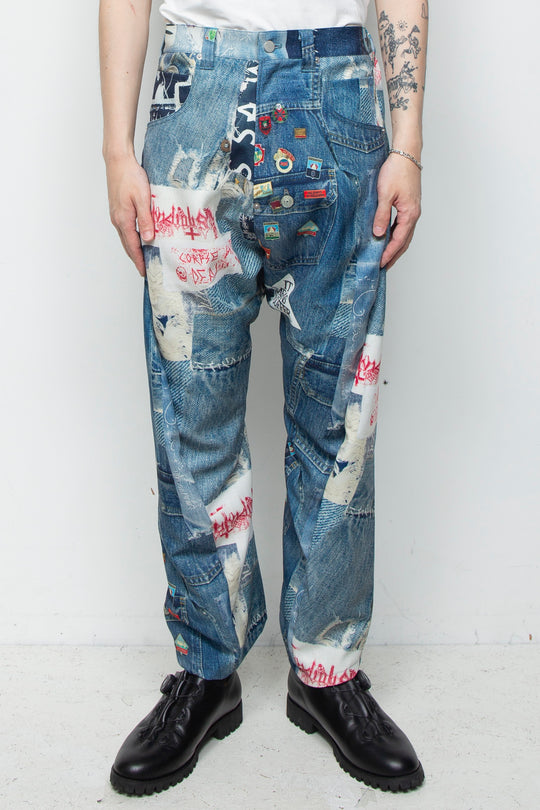 3D CUT TROUSERS TROMPE L'OEIL JUV BLUE