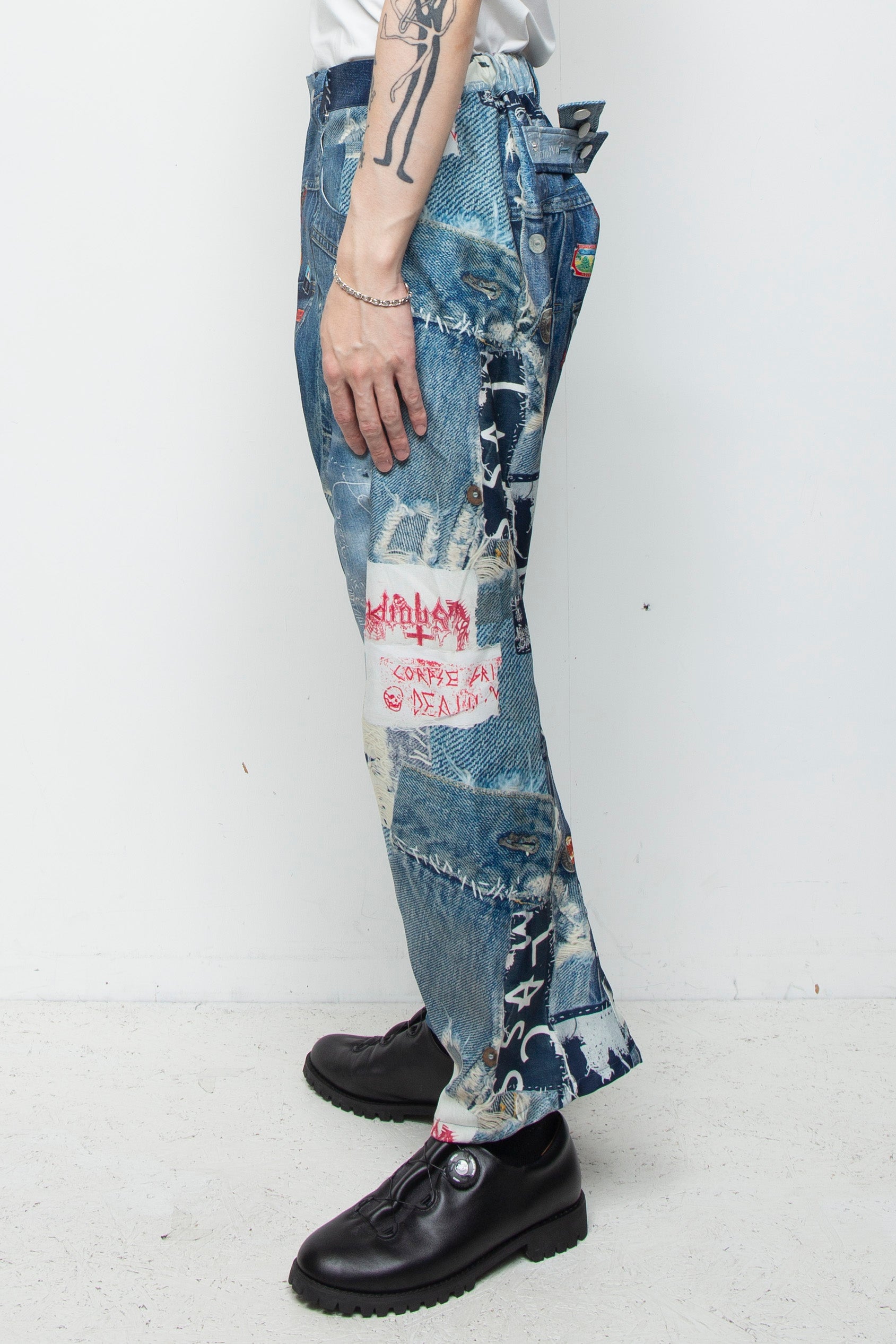 3D CUT TROUSERS TROMPE L'OEIL JUV BLUE bodysong.（ボディソング