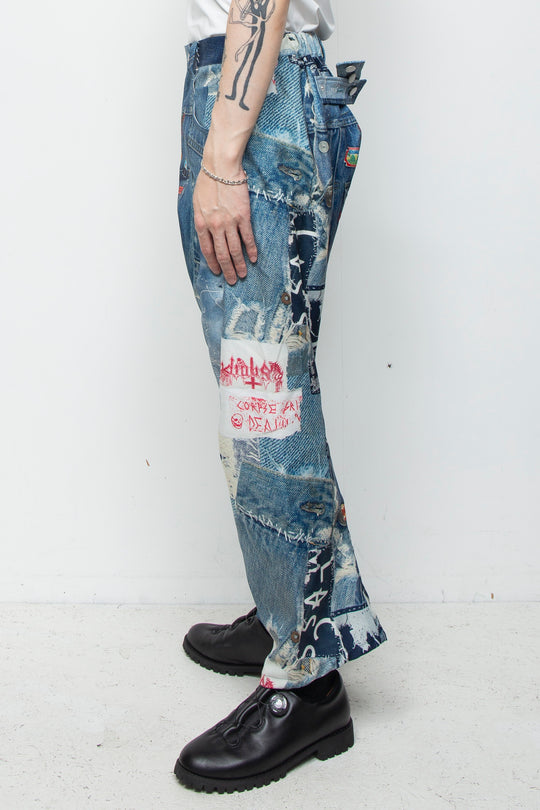 3D CUT TROUSERS TROMPE L'OEIL JUV BLUE
