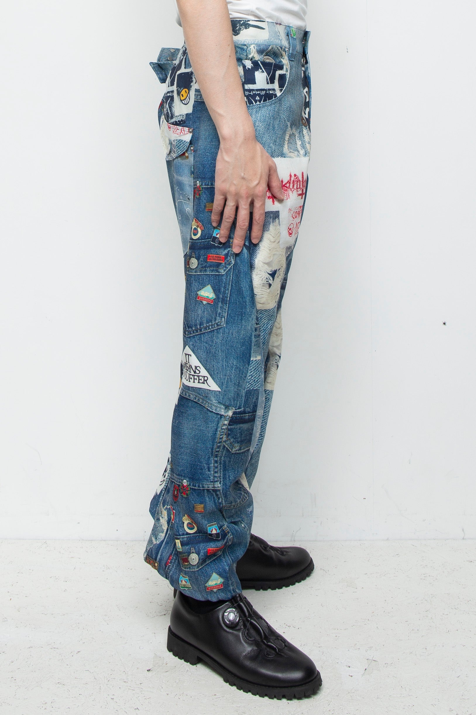 3D CUT TROUSERS TROMPE L'OEIL JUV BLUE bodysong.（ボディソング