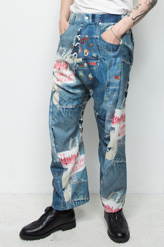 3D CUT TROUSERS TROMPE L'OEIL JUV BLUE