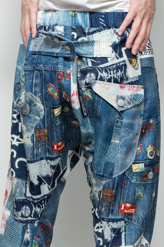 3D CUT TROUSERS TROMPE L'OEIL JUV BLUE