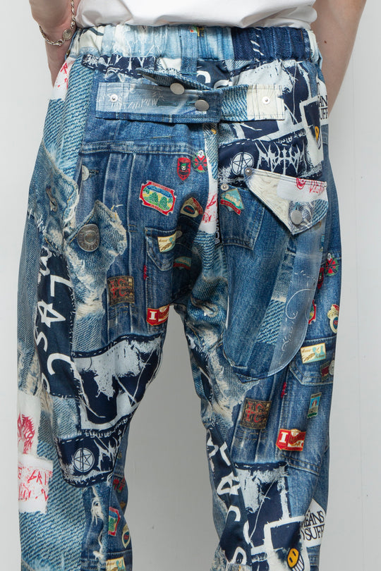 3D CUT TROUSERS TROMPE L'OEIL JUV BLUE