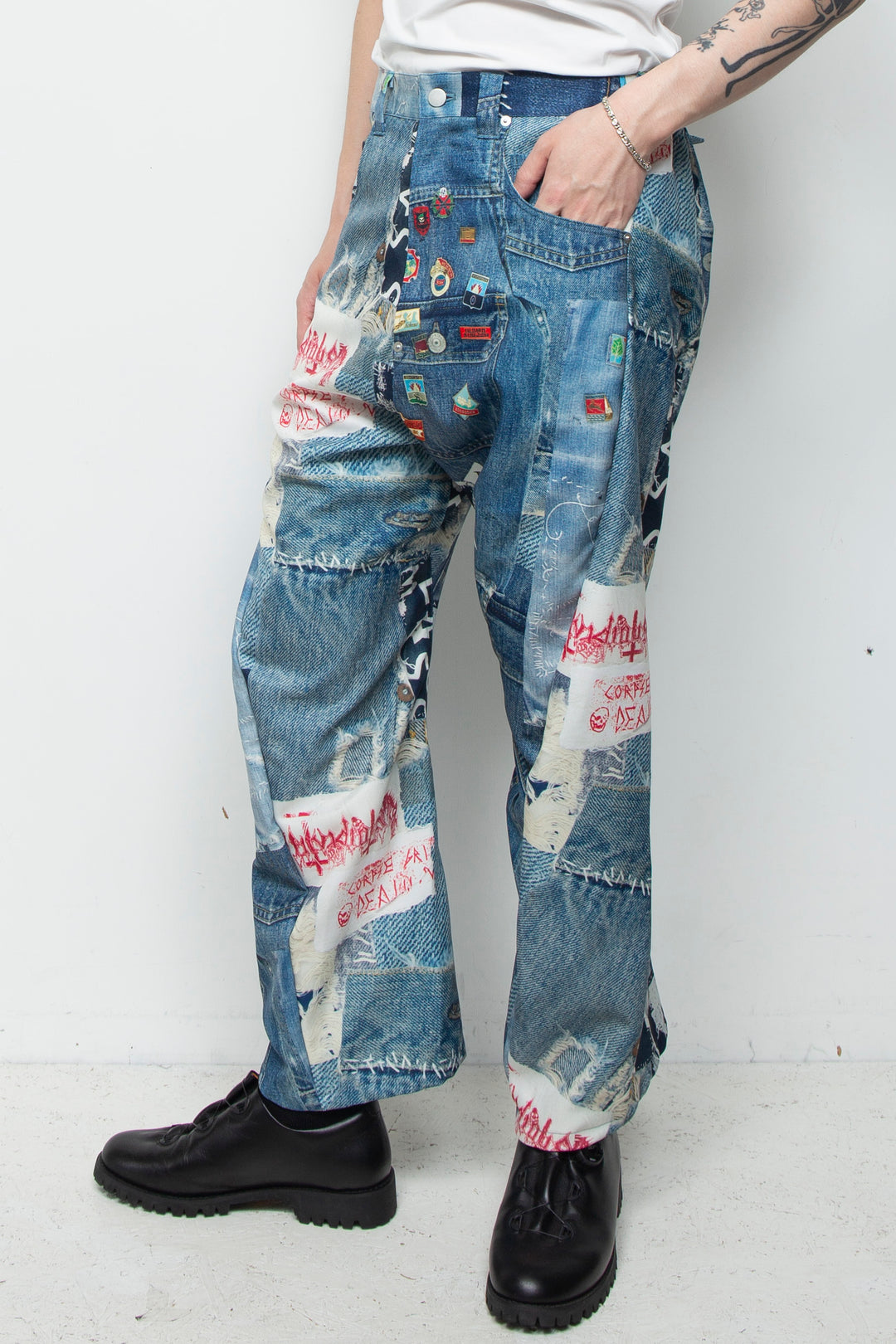 3D CUT TROUSERS TROMPE L'OEIL JUV BLUE