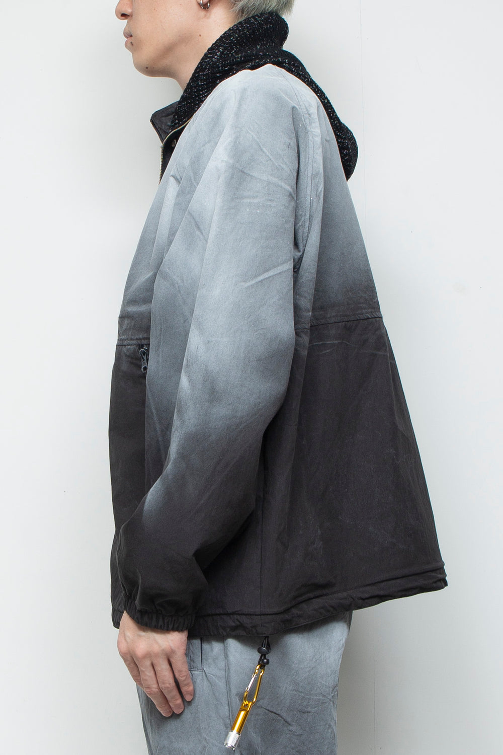 SPRAY PIGMENT-DYED BALACLAVA JACKET BLACK