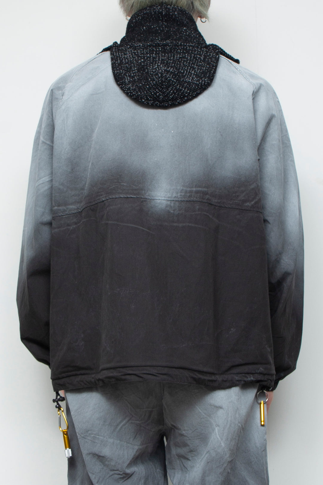 SPRAY PIGMENT-DYED BALACLAVA JACKET BLACK