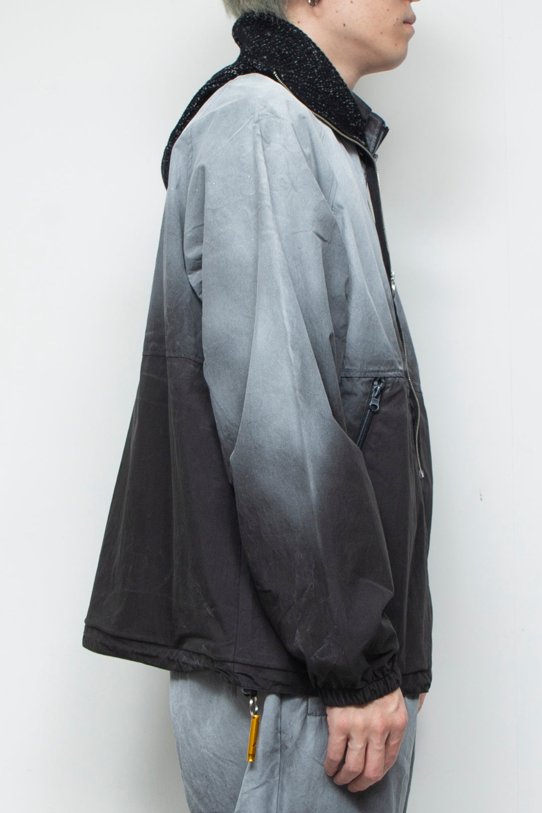 SPRAY PIGMENT-DYED BALACLAVA JACKET BLACK