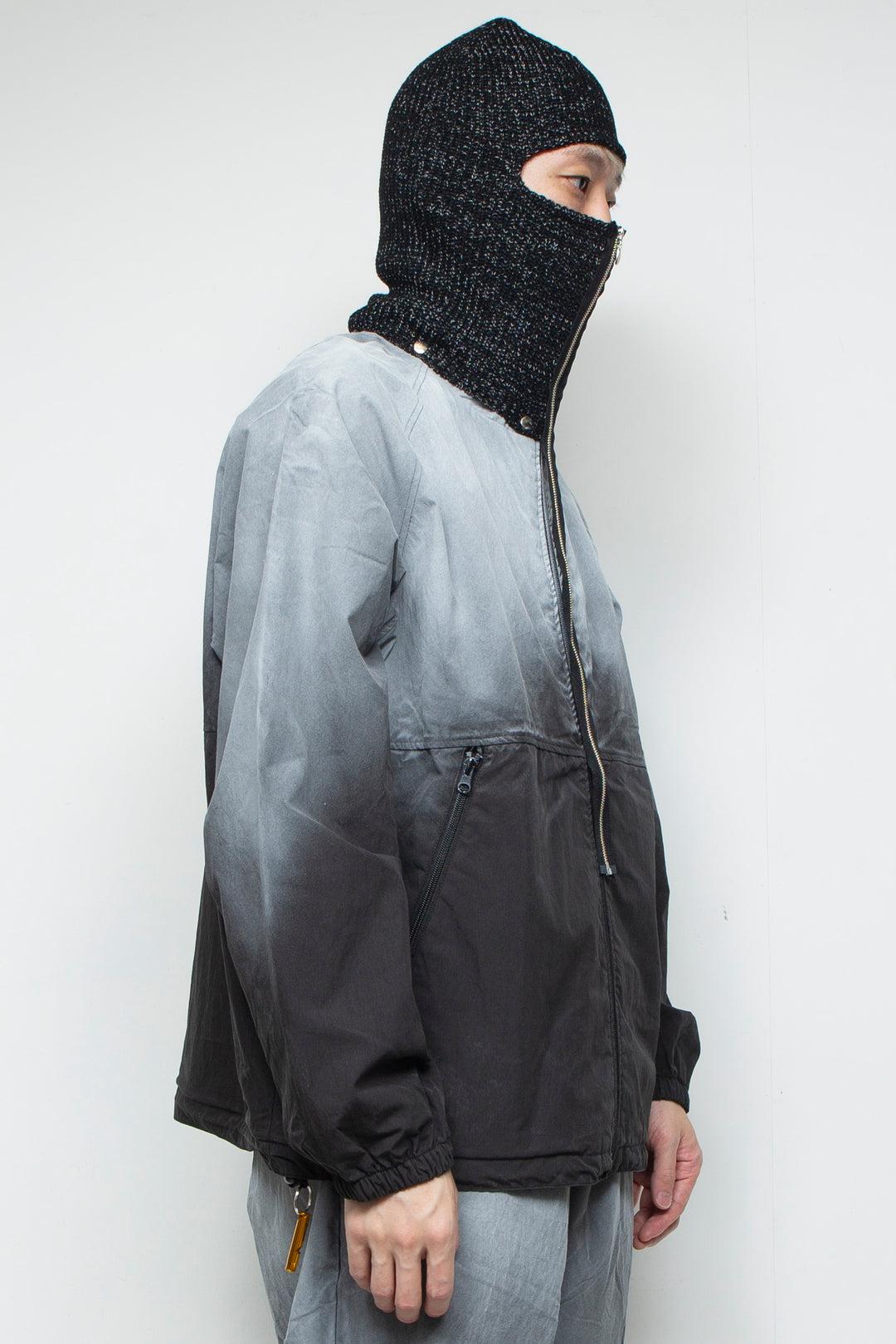 SPRAY PIGMENT-DYED BALACLAVA JACKET BLACK