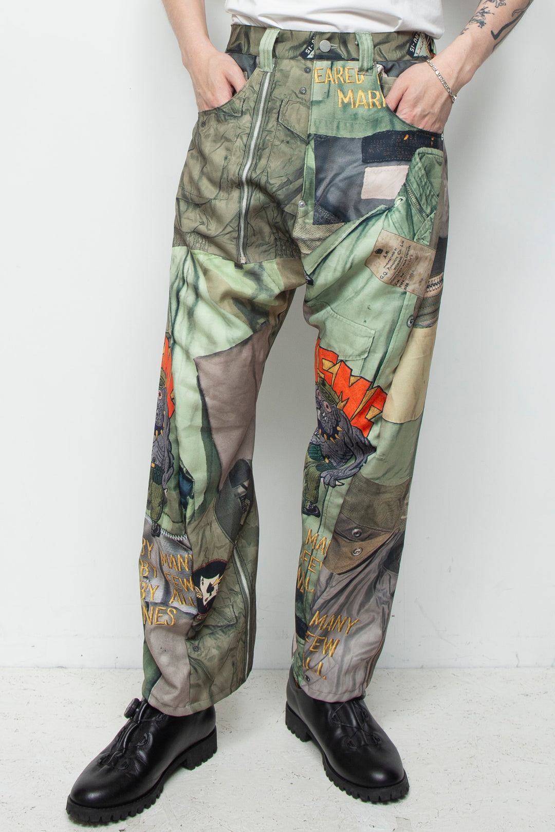 3D CUT TROUSERS TROMPE L'OEIL JUV KHAKI