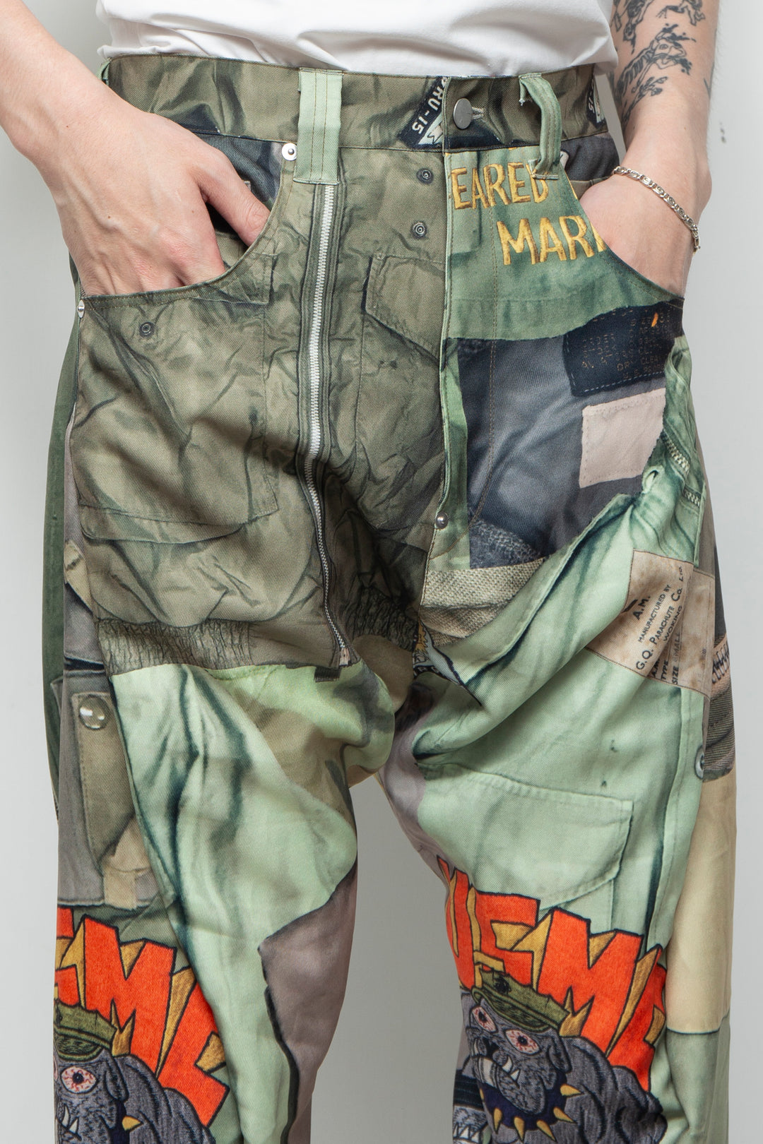 3D CUT TROUSERS TROMPE L'OEIL JUV KHAKI
