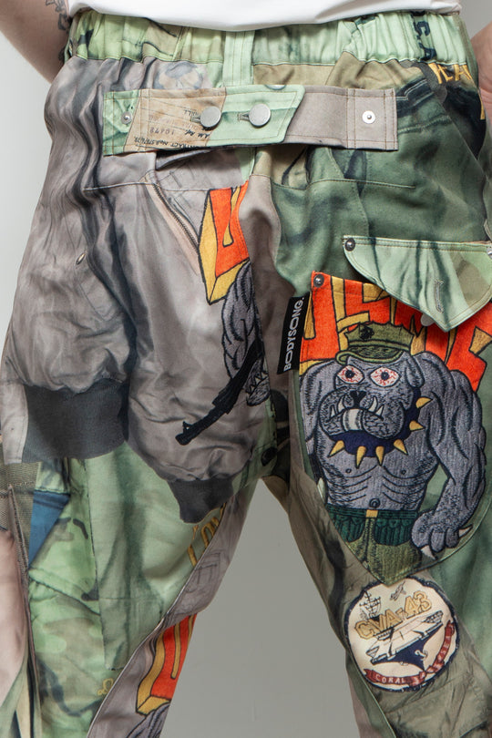 3D CUT TROUSERS TROMPE L'OEIL JUV KHAKI