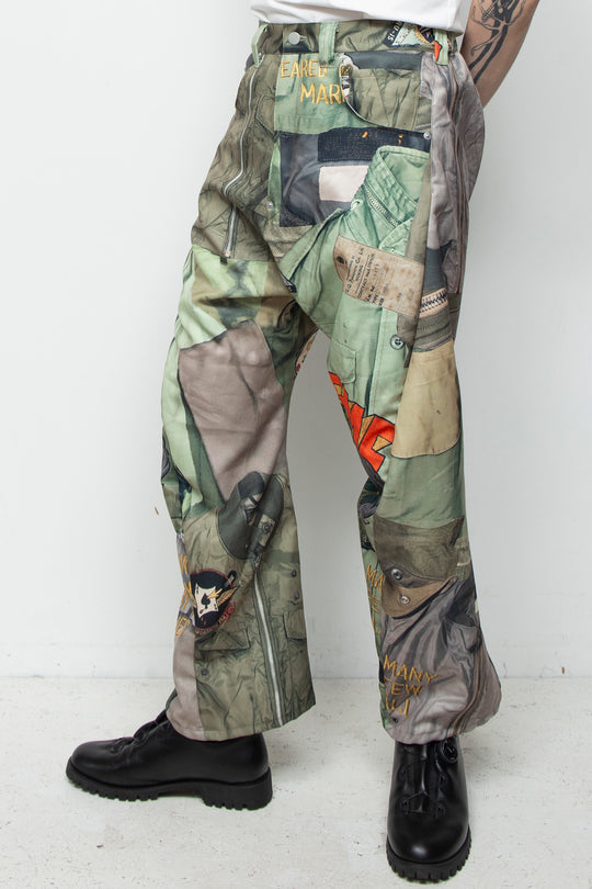 3D CUT TROUSERS TROMPE L'OEIL JUV KHAKI