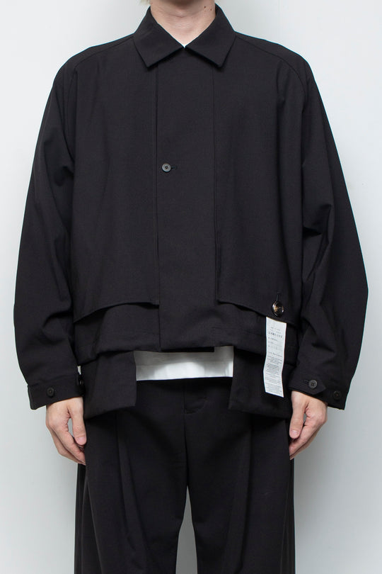 3-Layer Bonded Suit Short Trench Jacket BLACK
