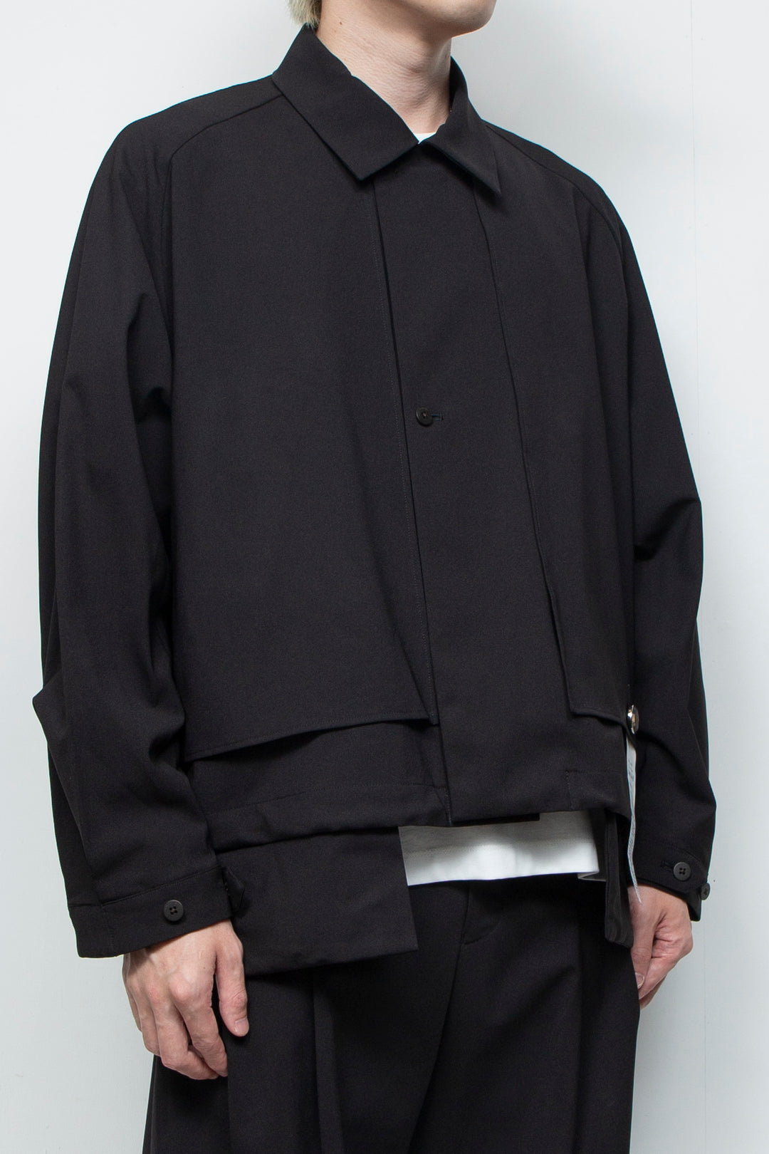 3-Layer Bonded Suit Short Trench Jacket BLACK