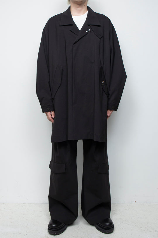 3-layer bonded suit trench coat BLACK