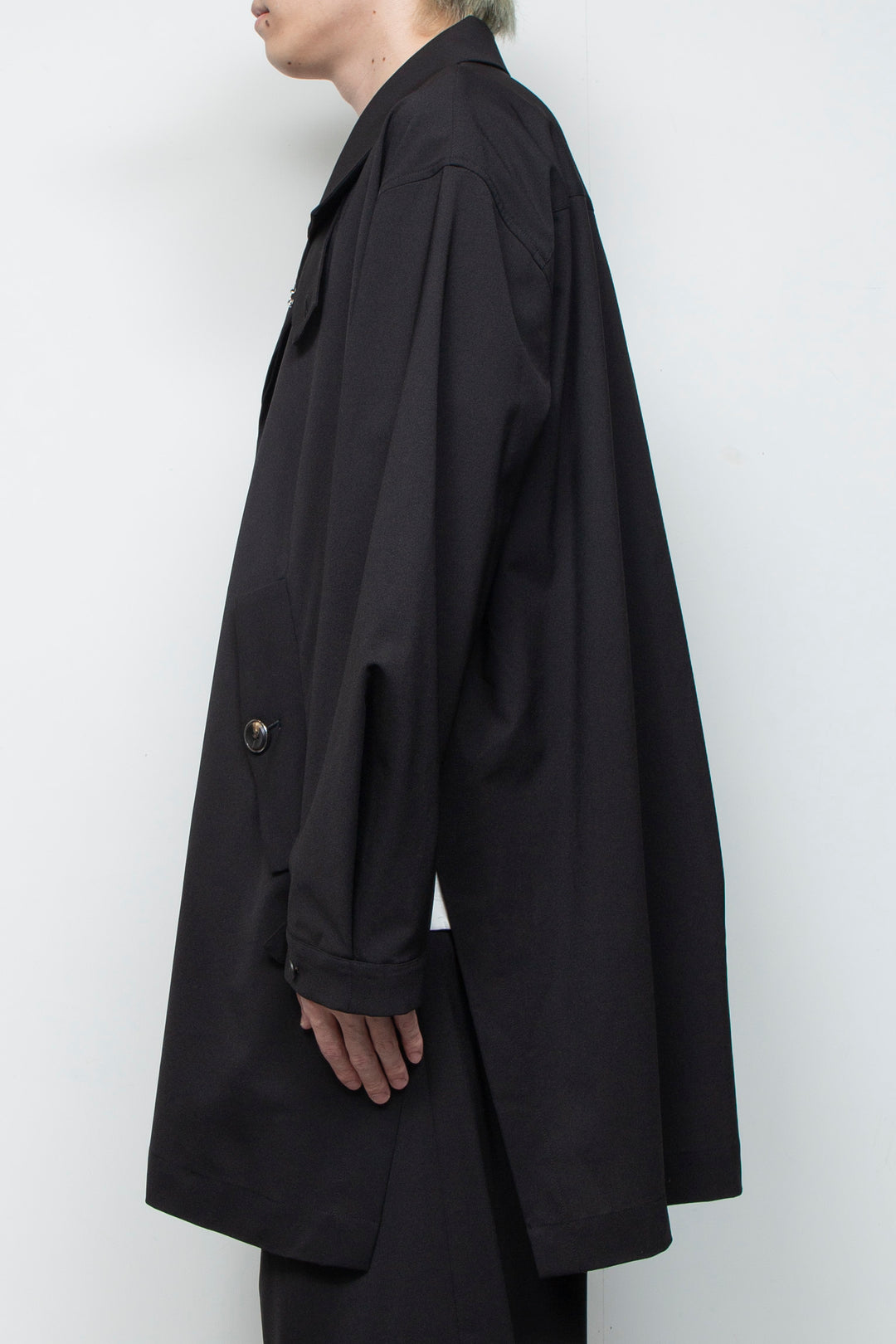 3-layer bonded suit trench coat BLACK
