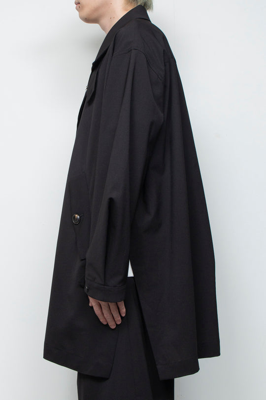 3-layer bonded suit trench coat BLACK