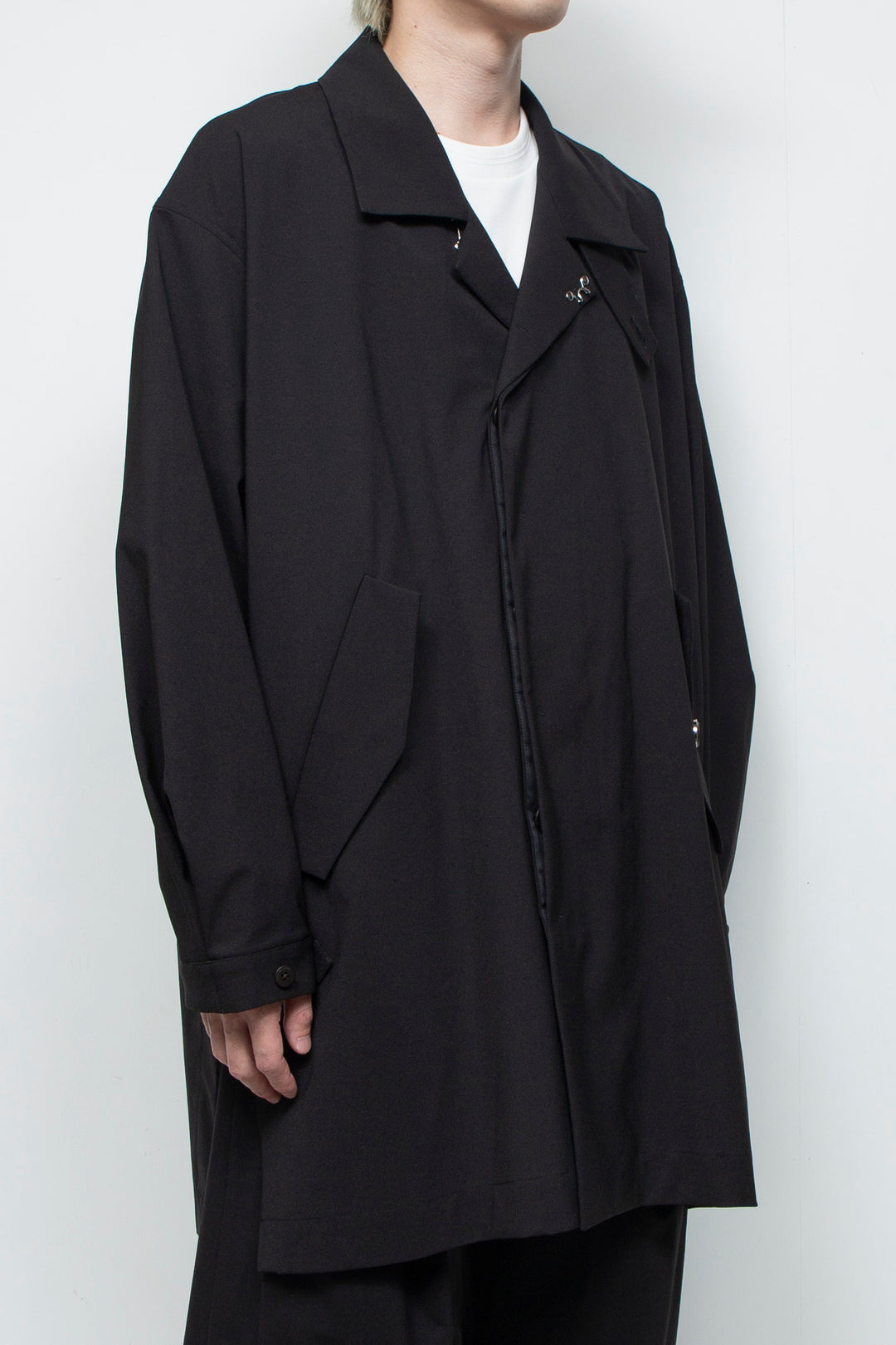 3-layer bonded suit trench coat BLACK