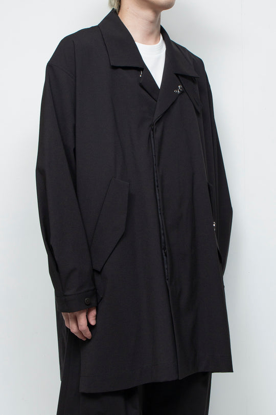 3-layer bonded suit trench coat BLACK