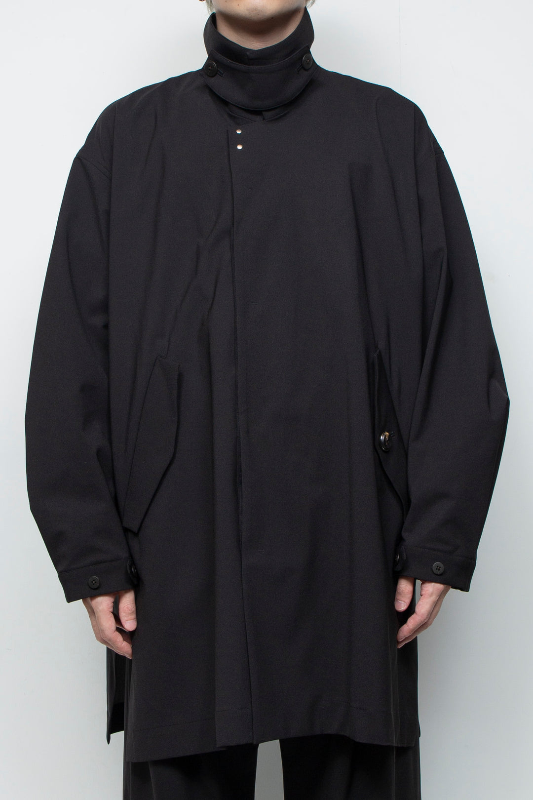3-layer bonded suit trench coat BLACK