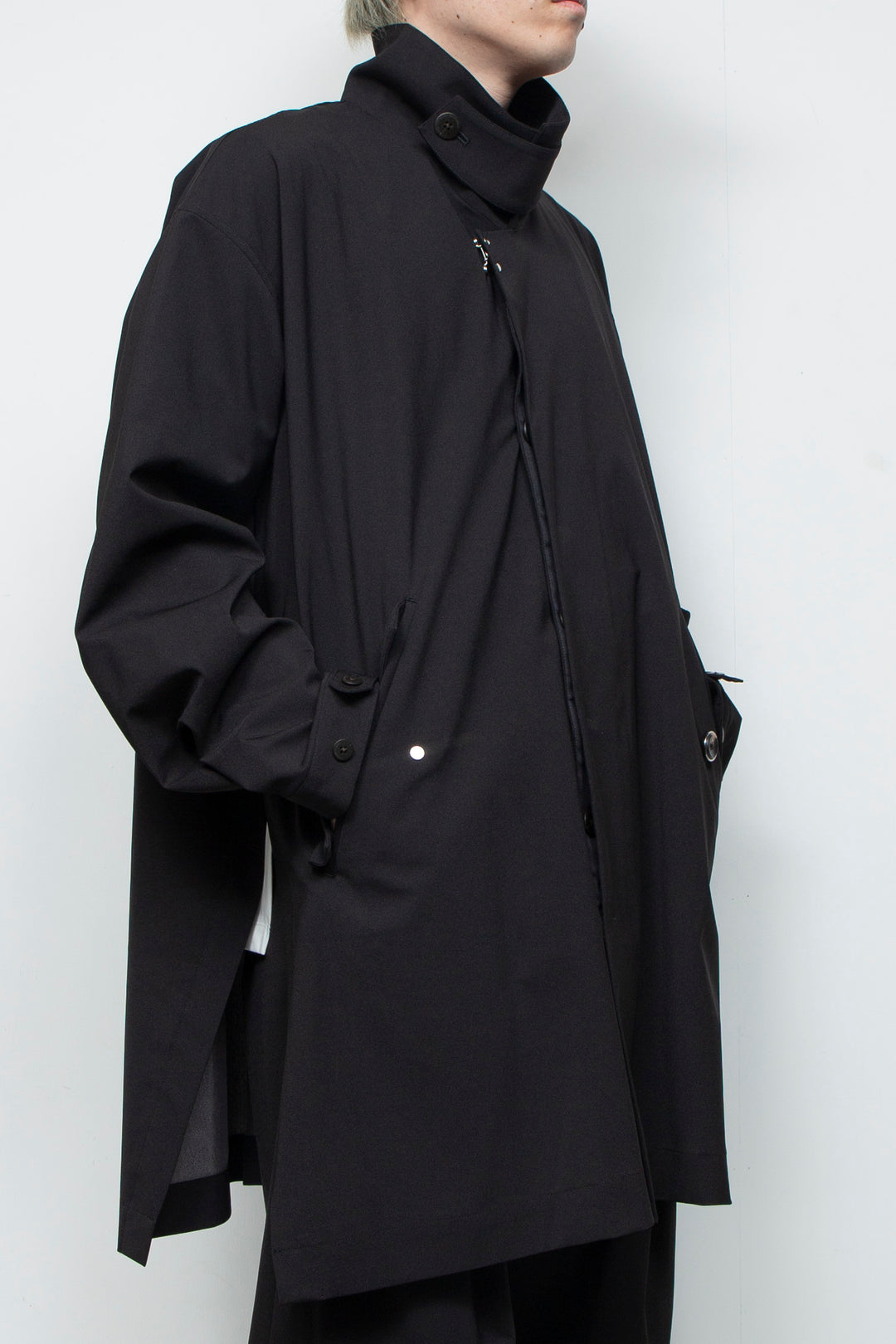 3-layer bonded suit trench coat BLACK