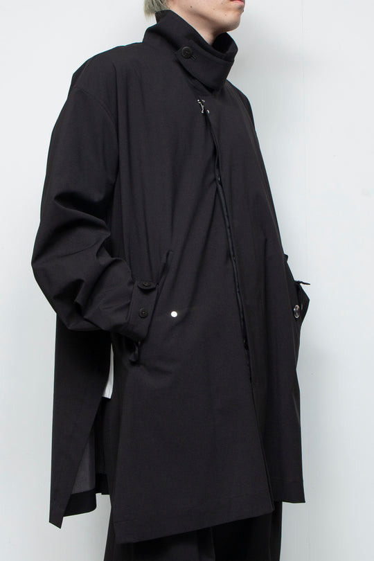 3-layer bonded suit trench coat BLACK