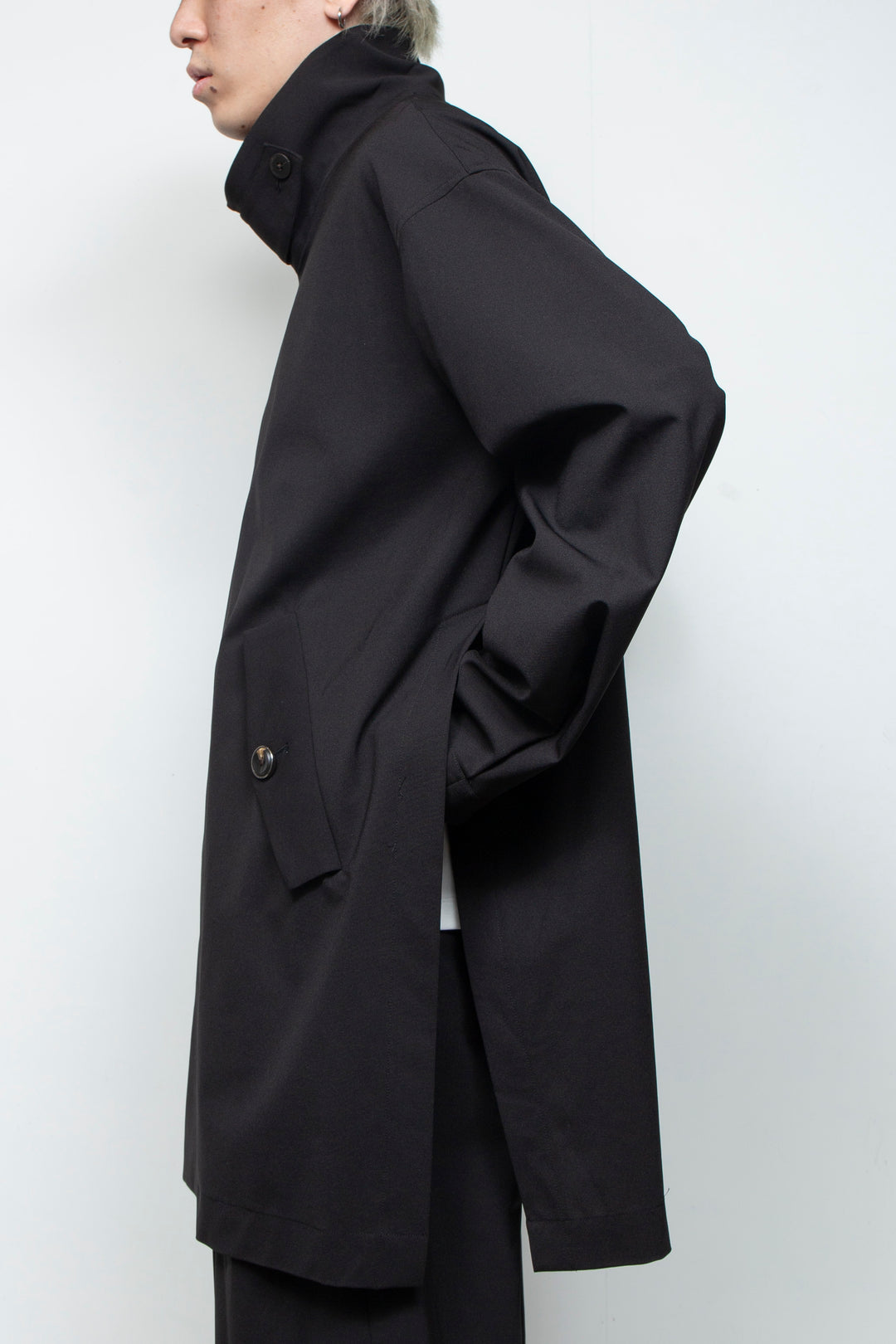 3-layer bonded suit trench coat BLACK