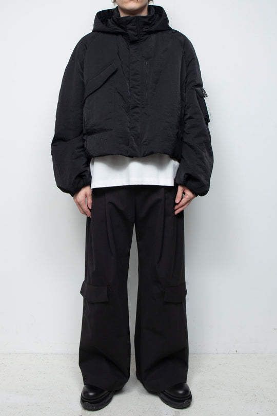 3-Layer Bonded Suit Thin Flap Baggy Trousers BLACK