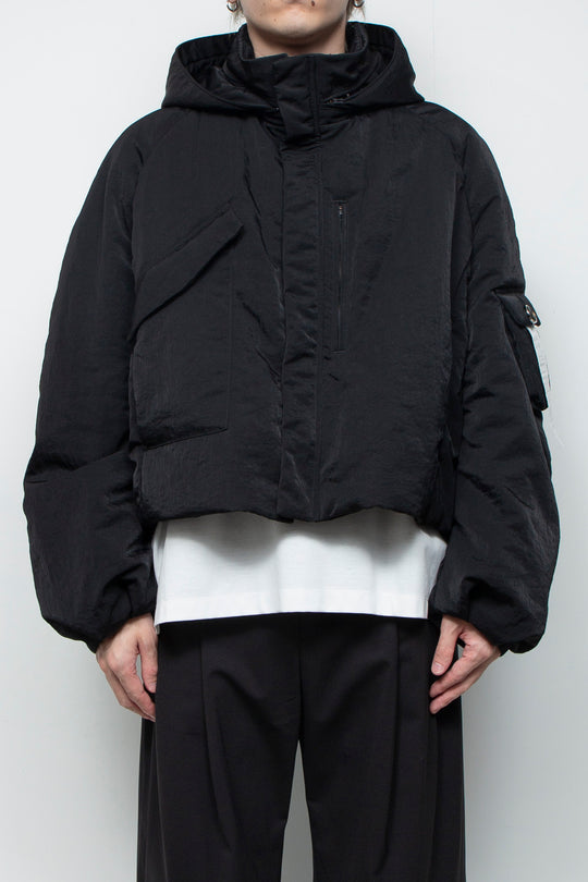 QUOISM®️ Padding Short Hooded Blouson BLACK