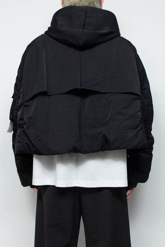 QUOISM®️ Padding Short Hooded Blouson BLACK