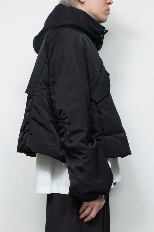 QUOISM®️ Padding Short Hooded Blouson BLACK