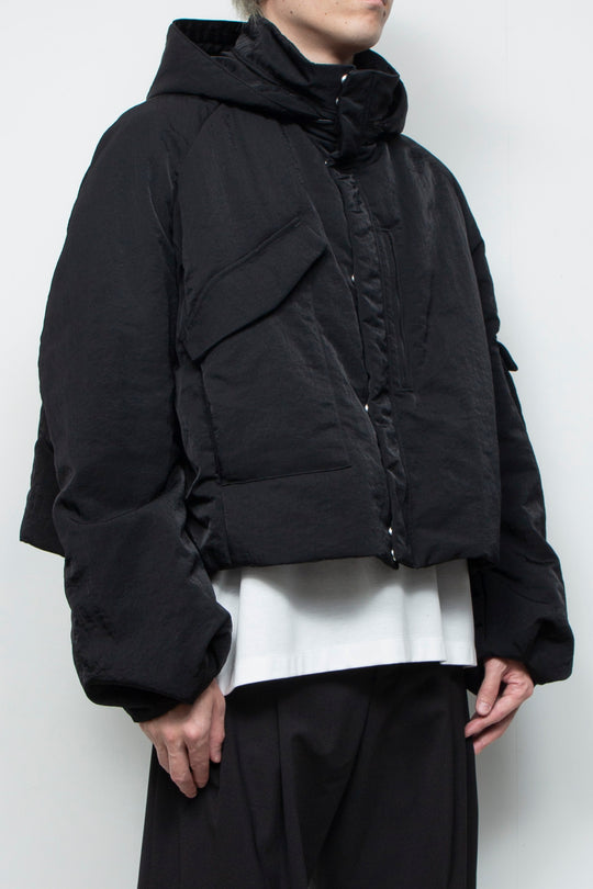 QUOISM®️ Padding Short Hooded Blouson BLACK