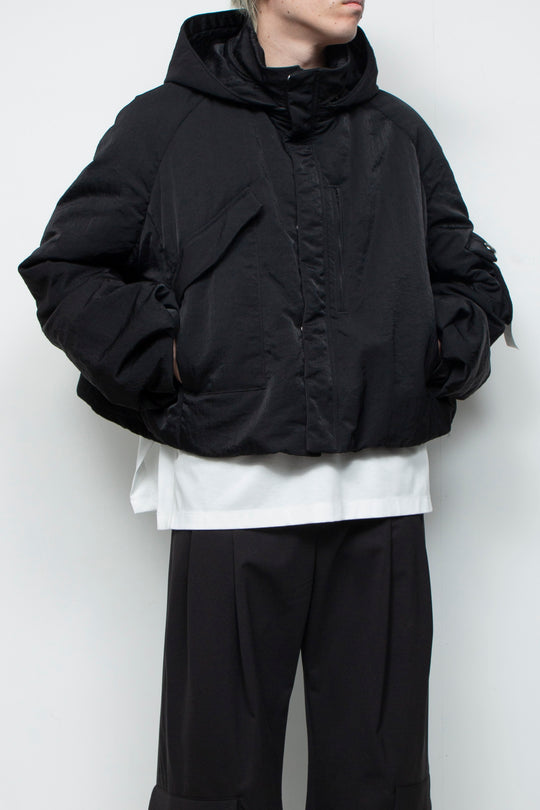 QUOISM®️ Padding Short Hooded Blouson BLACK