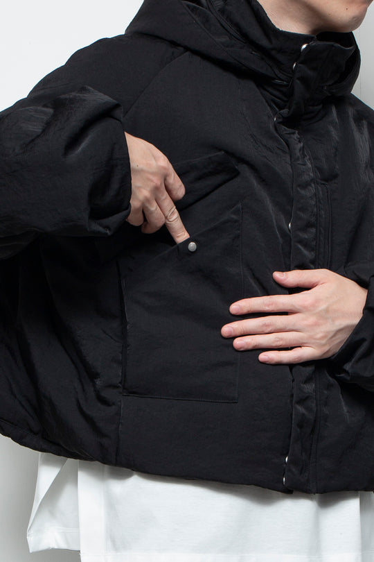 QUOISM®️ Padding Short Hooded Blouson BLACK