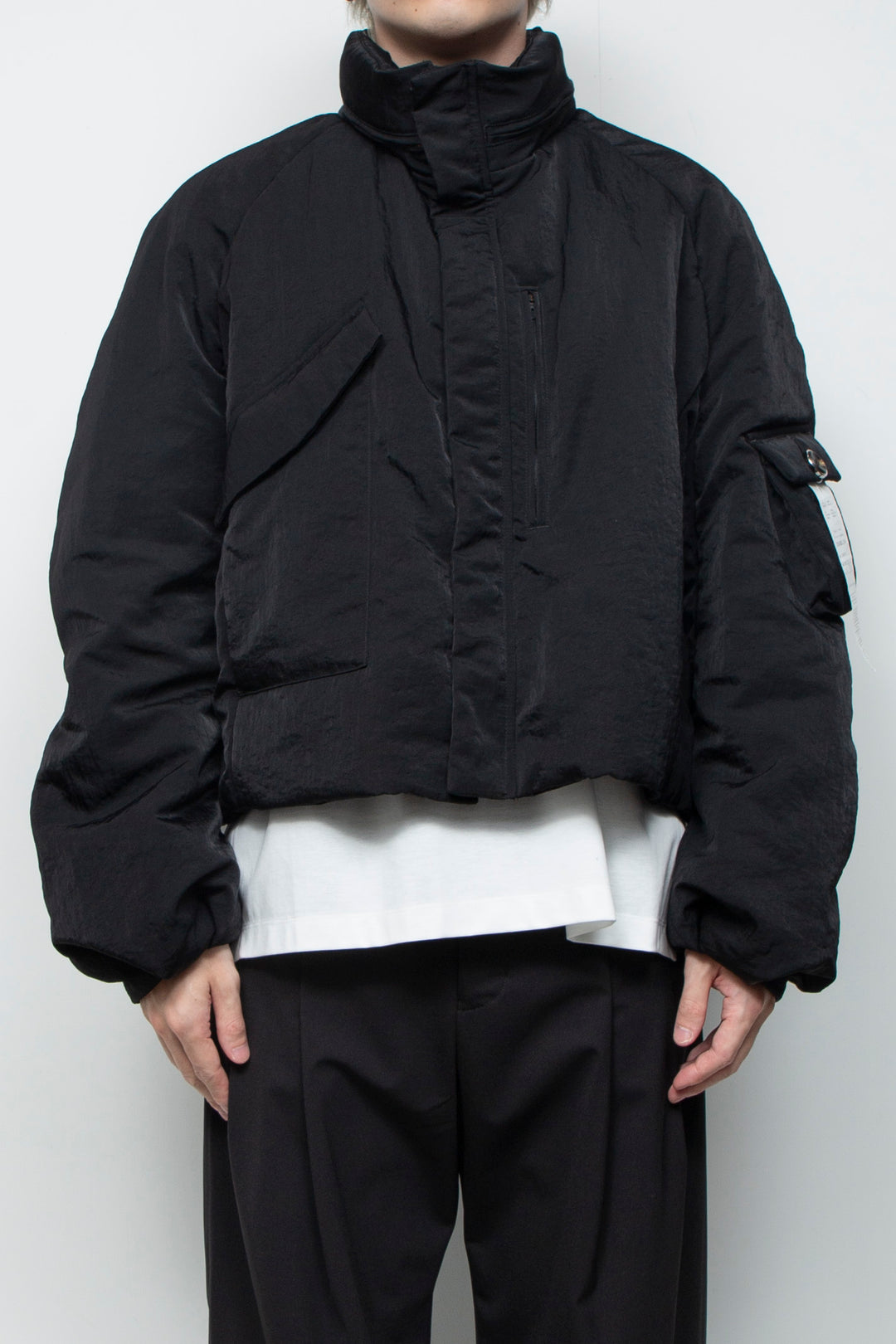QUOISM®️ Padding Short Hooded Blouson BLACK